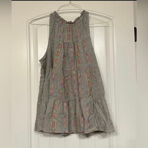 Savanna Jane tiered stripe tank top with embroidery